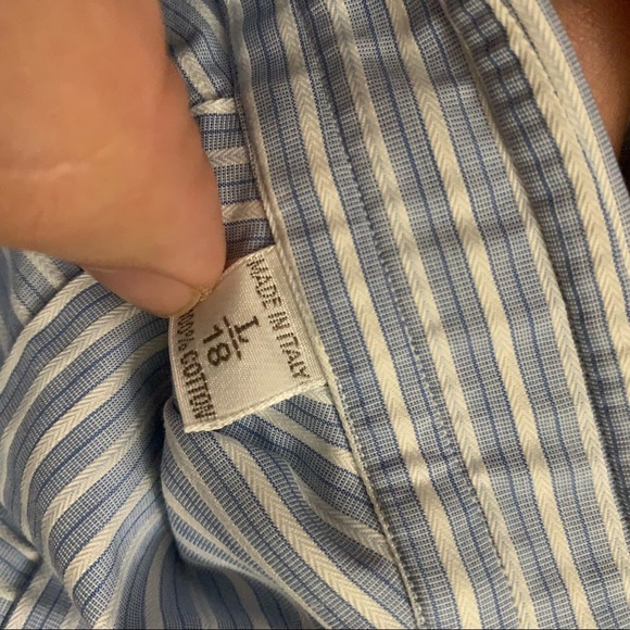 Brioni Long Sleeve Dress Shirt Blue Striped Made in Italy Mens Size L 18 - Picture 5 of 5